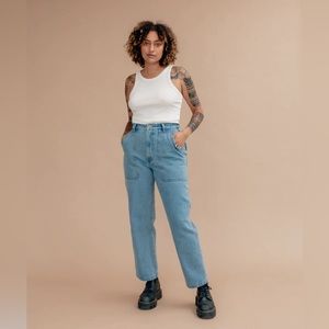 P&Co 304 Service Fatigue high waisted straight leg cropped Jean